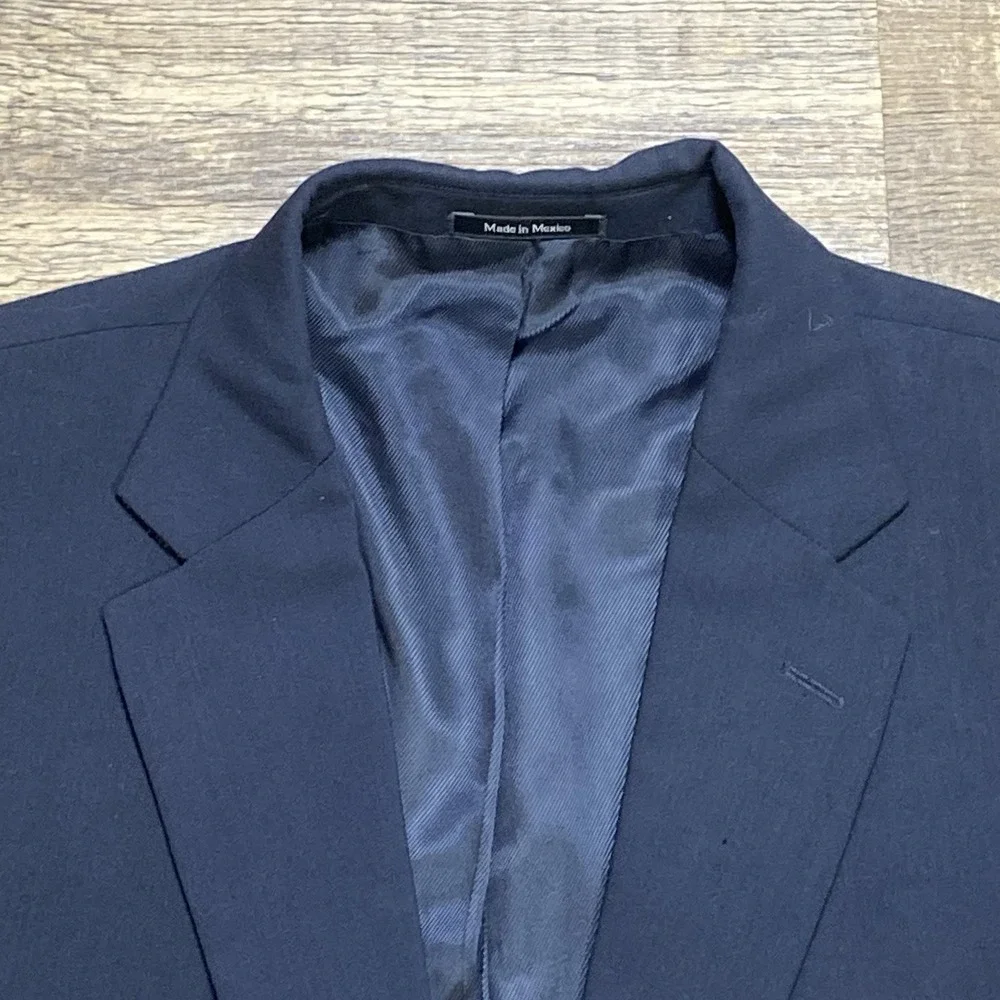Joseph & Feiss Navy Blazer Jacket Men's 42R 100% Wool Quiet Luxury Preppy Sharp